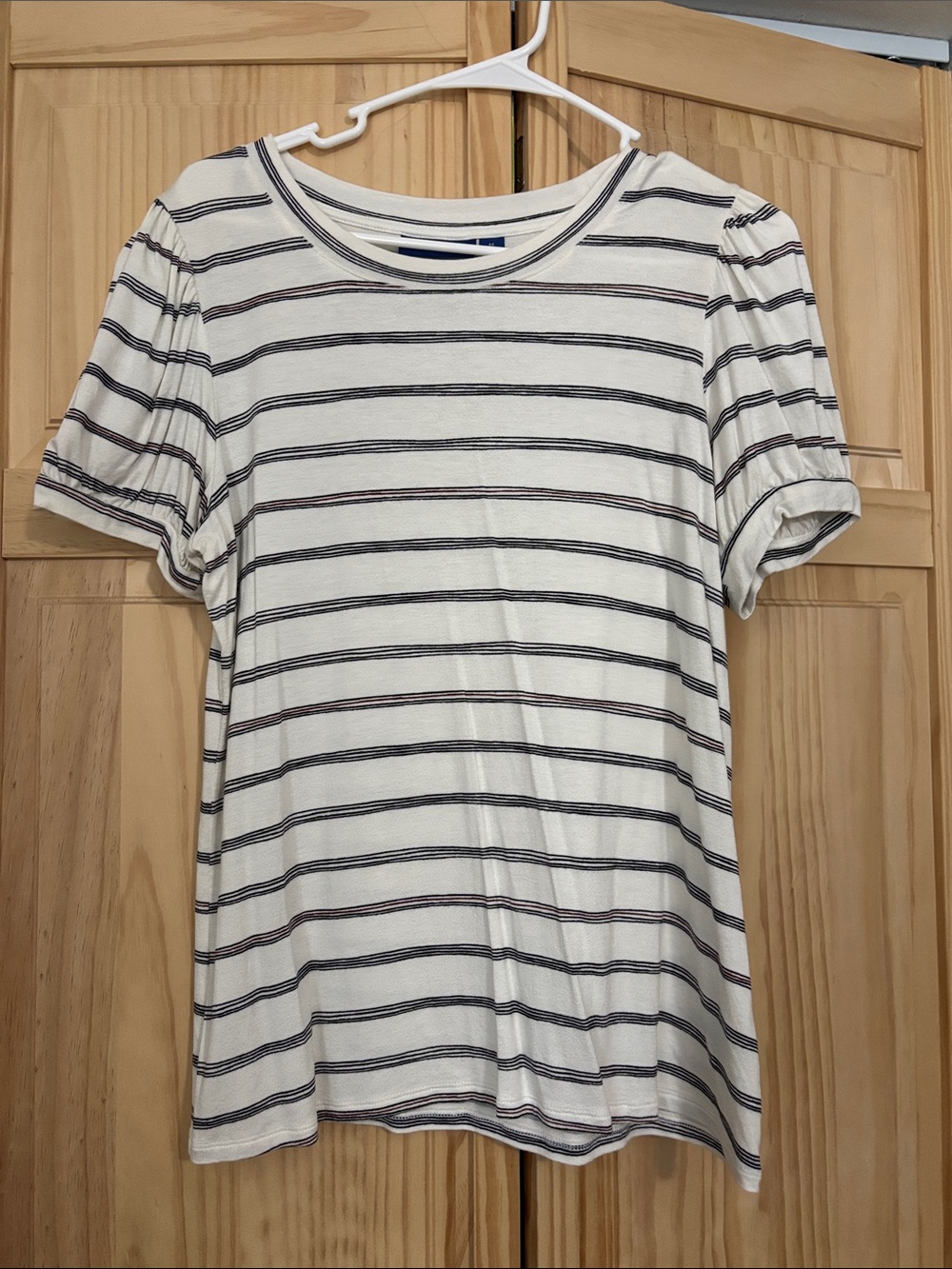 Apt. 9 Cream Tee with Navy and Red Stripe